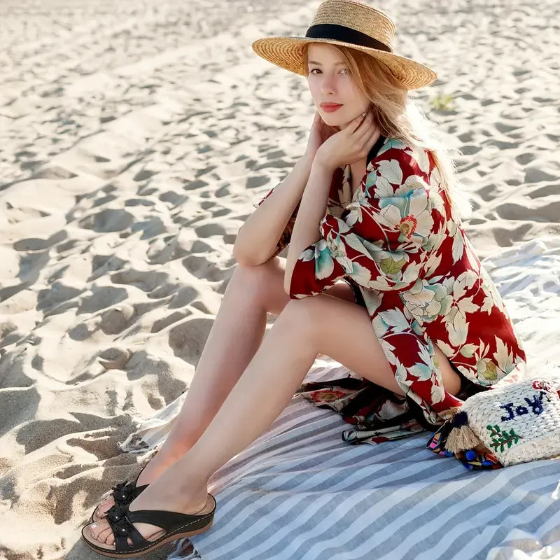 Coeurva dámské bezbolestné pohodlné ortopedické kožené sandály