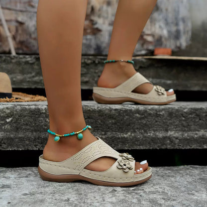 Coeurva dámské bezbolestné pohodlné ortopedické kožené sandály