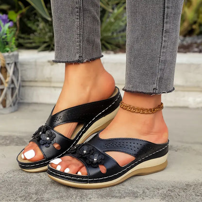 Coeurva dámské bezbolestné pohodlné ortopedické kožené sandály