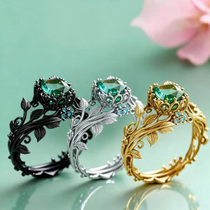 Prsten s přírodním zeleným krystalem – vintage design, dokonalý dárek k Vánocům.✨✨