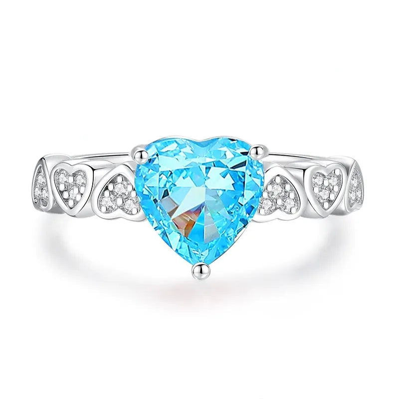 2025 Nejnovější Prsten s Mořským Akyvamarínem a Vysoce Uhlíkovým Diamantem ze Stříbra S925