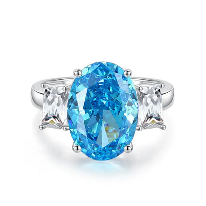 2025 Nejnovější Prsten s Mořským Akyvamarínem a Vysoce Uhlíkovým Diamantem ze Stříbra S925