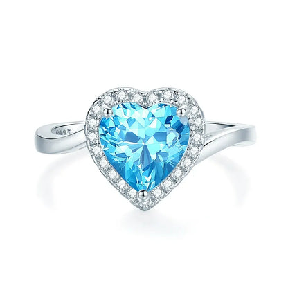 2025 Nejnovější Prsten s Mořským Akyvamarínem a Vysoce Uhlíkovým Diamantem ze Stříbra S925