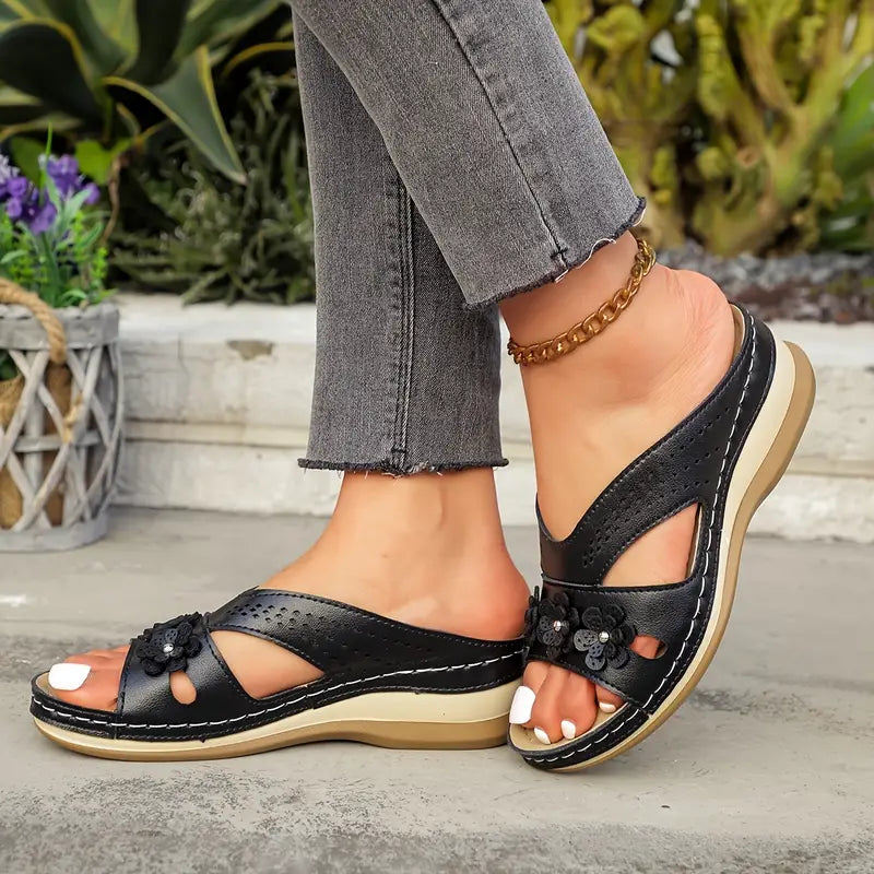 Coeurva dámské bezbolestné pohodlné ortopedické kožené sandály