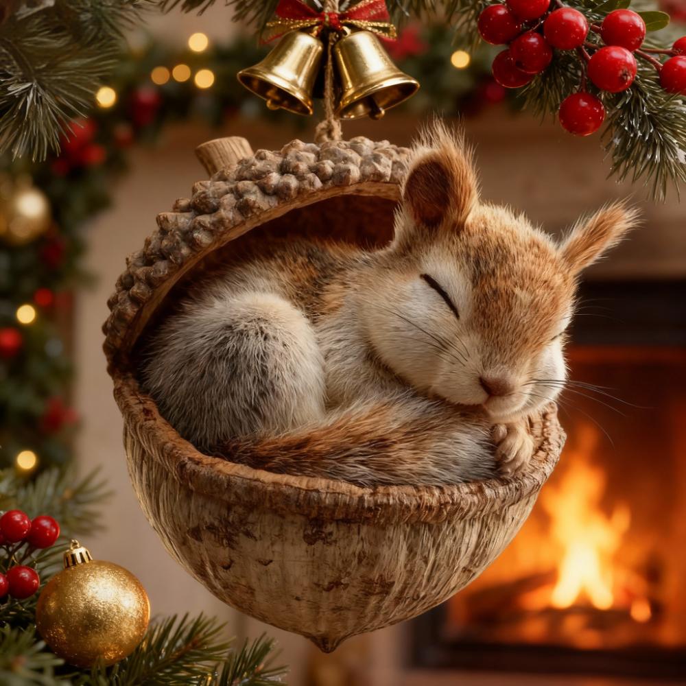 🎁❤️Roztomilá lesní zvířátka – ozdoby z žaludů pro útulné lesní Vánoce, nejnovější trendy vánočních stromků, která hlídají váš vánoční stromek!