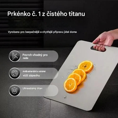 🚚 Doprava zdarma – vy si jen užijte rozbalování! Coeurva™ krájecí deska z titanové slitiny – ultra odolná, hygienická a šetrná k nožům, nezbytný pomocník do vaší kuchyně