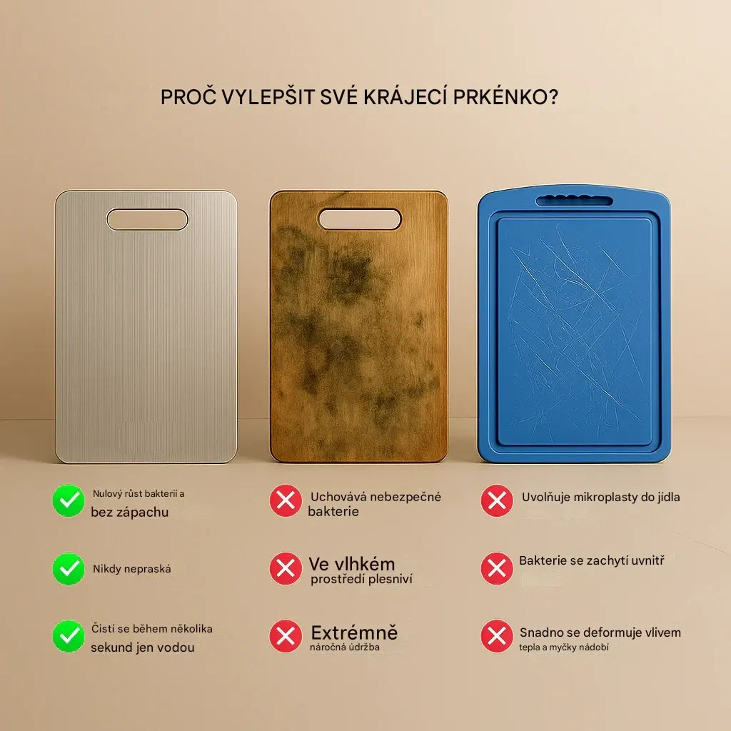 🚚 Doprava zdarma – vy si jen užijte rozbalování! Coeurva™ krájecí deska z titanové slitiny – ultra odolná, hygienická a šetrná k nožům, nezbytný pomocník do vaší kuchyně