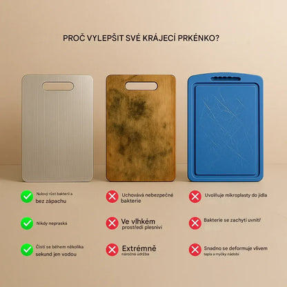 🚚 Doprava zdarma – vy si jen užijte rozbalování! Coeurva™ krájecí deska z titanové slitiny – ultra odolná, hygienická a šetrná k nožům, nezbytný pomocník do vaší kuchyně